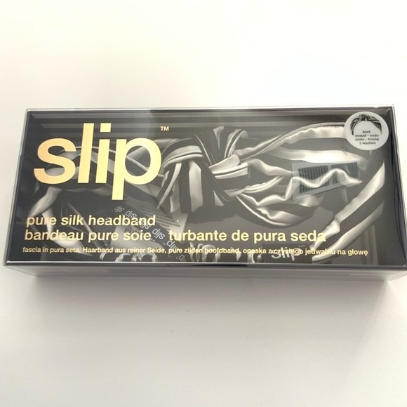 Slip Pure Silk Knot Headband Black White Stripe